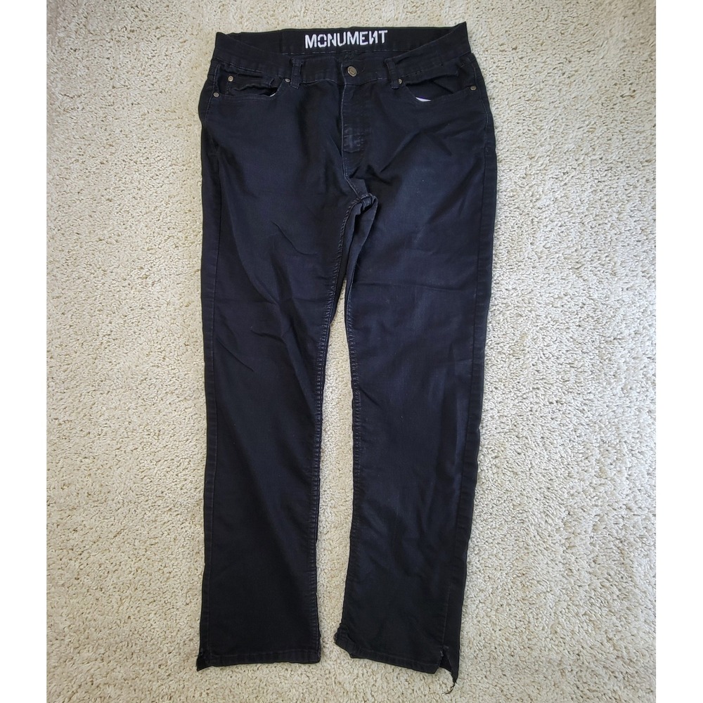 Monument Mens Black Tide Denim Jeans Straight Leg Size 36 x 32